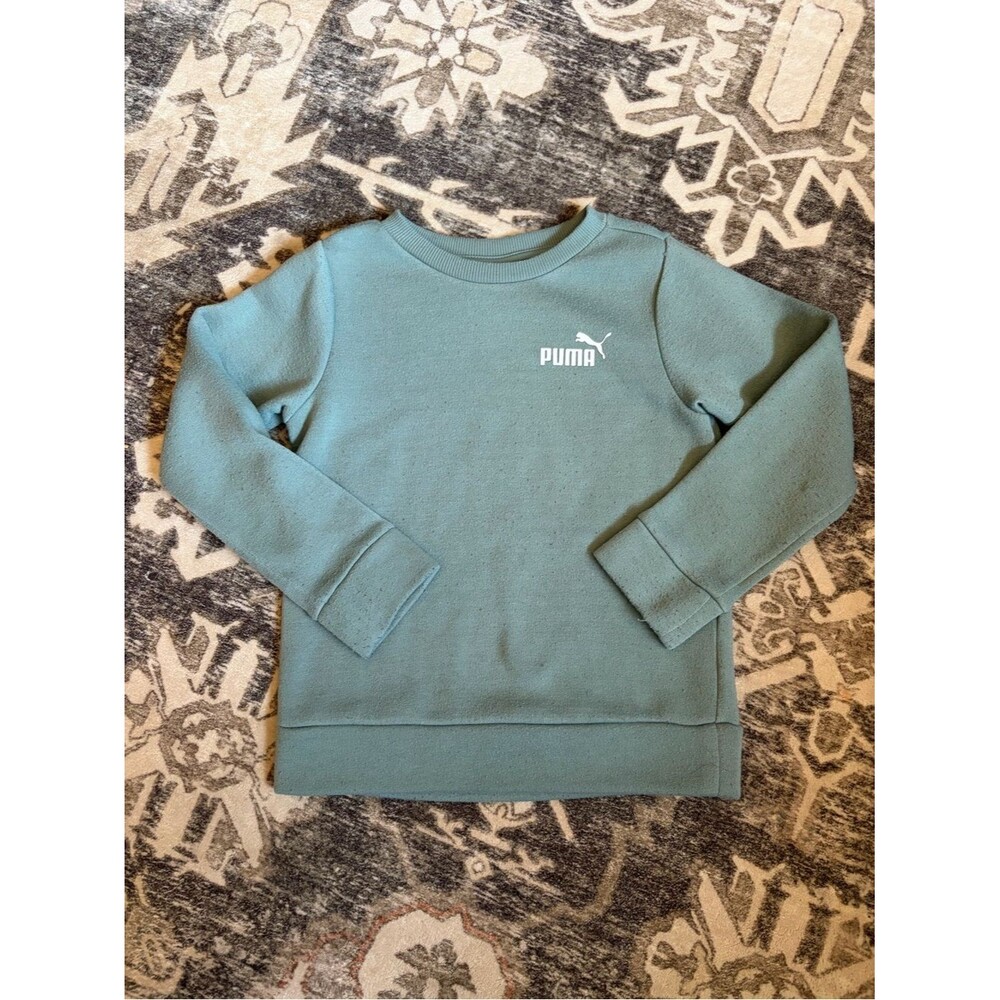 Puma Kids Sweatshirt in Teal Green with White Logo Athletic Wear Comfortable 5t